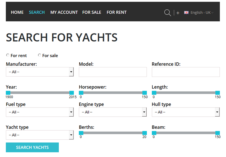 Moteur de rechrche de location de bateaux
