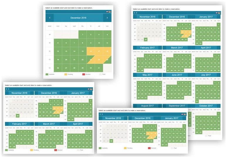 calendrier de réservation d'un bien locatif différente calendrier 