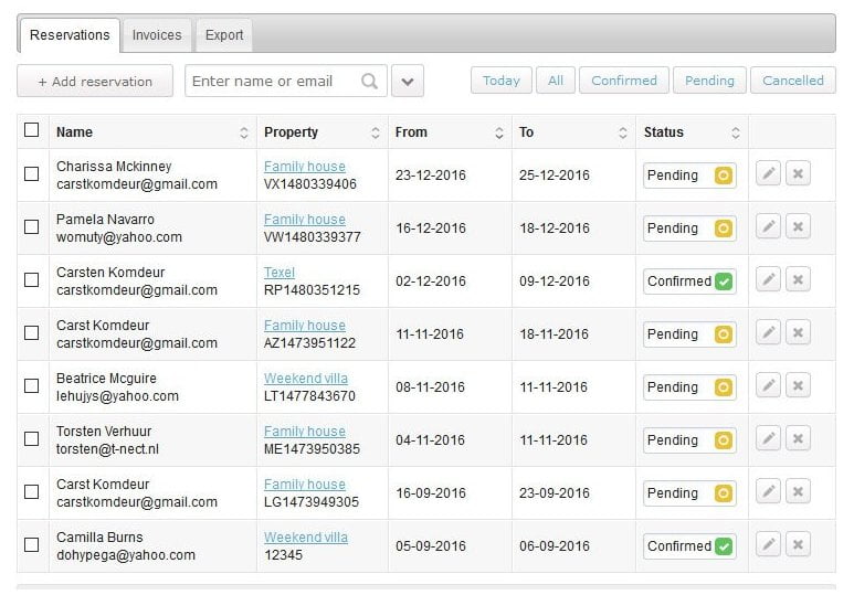 calendrier de réservation d'un bien locatif gestion des réservations