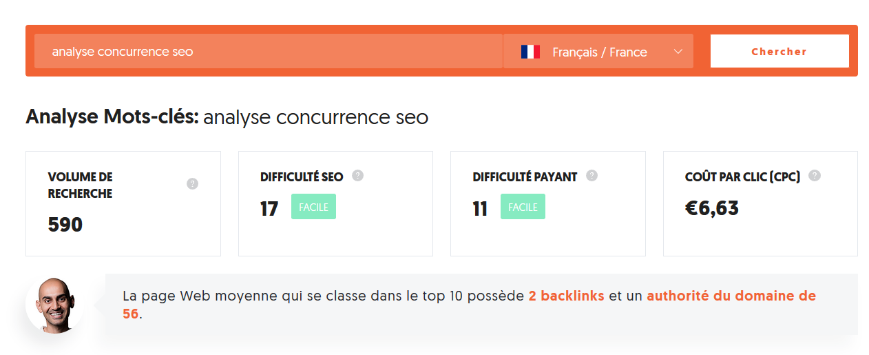 Analyse concurrence SEO avec Ubersuggest