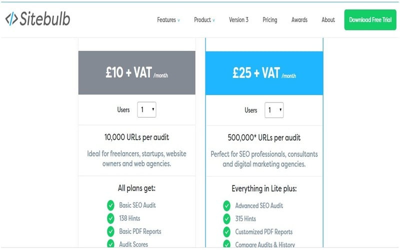 sitebulb-tarif