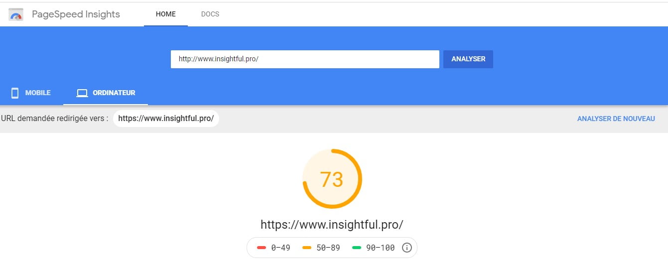 Analyse Google Page Speed Insight