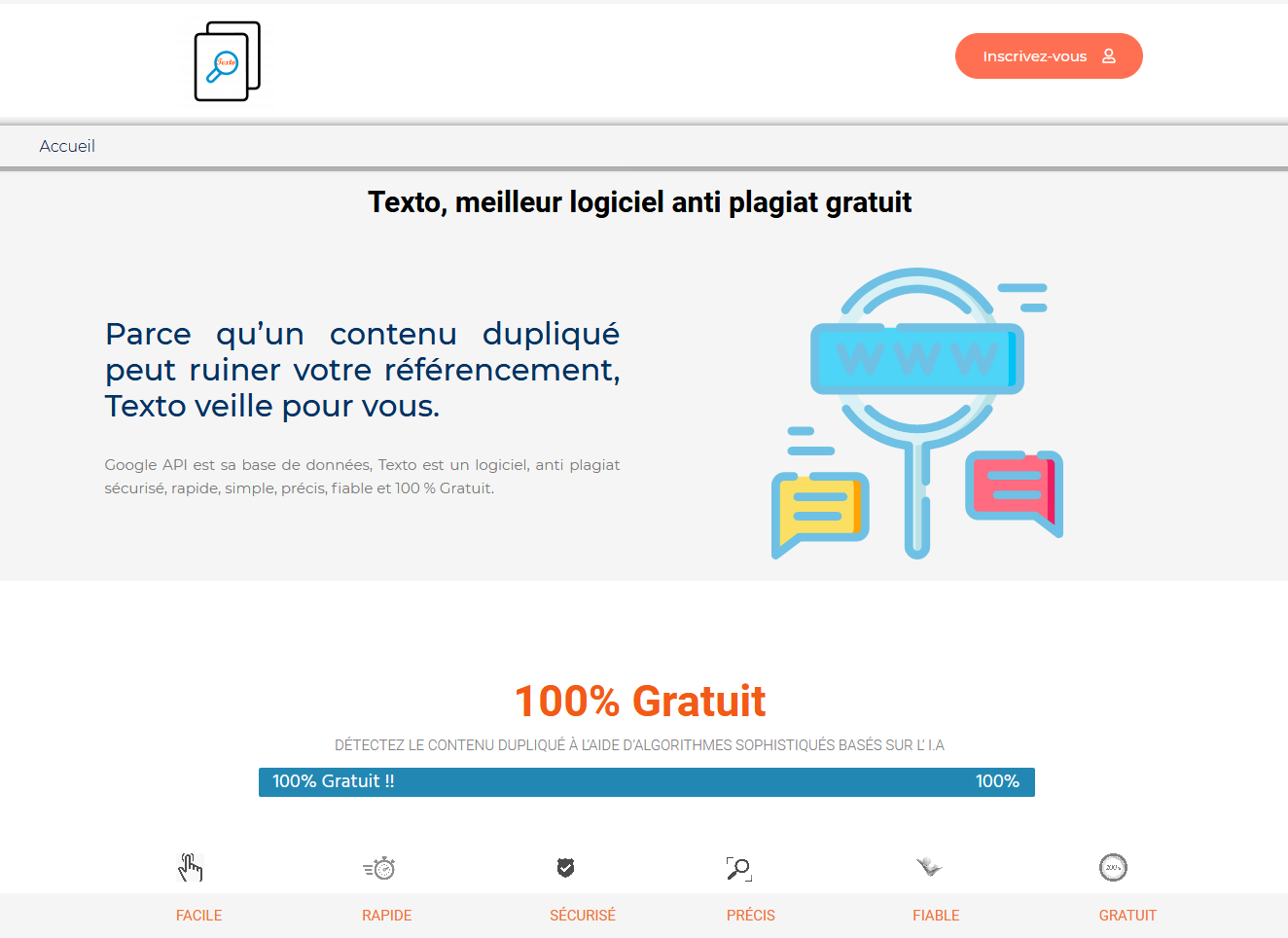 Interface de Texto, logiciel anti plagiat gratuit