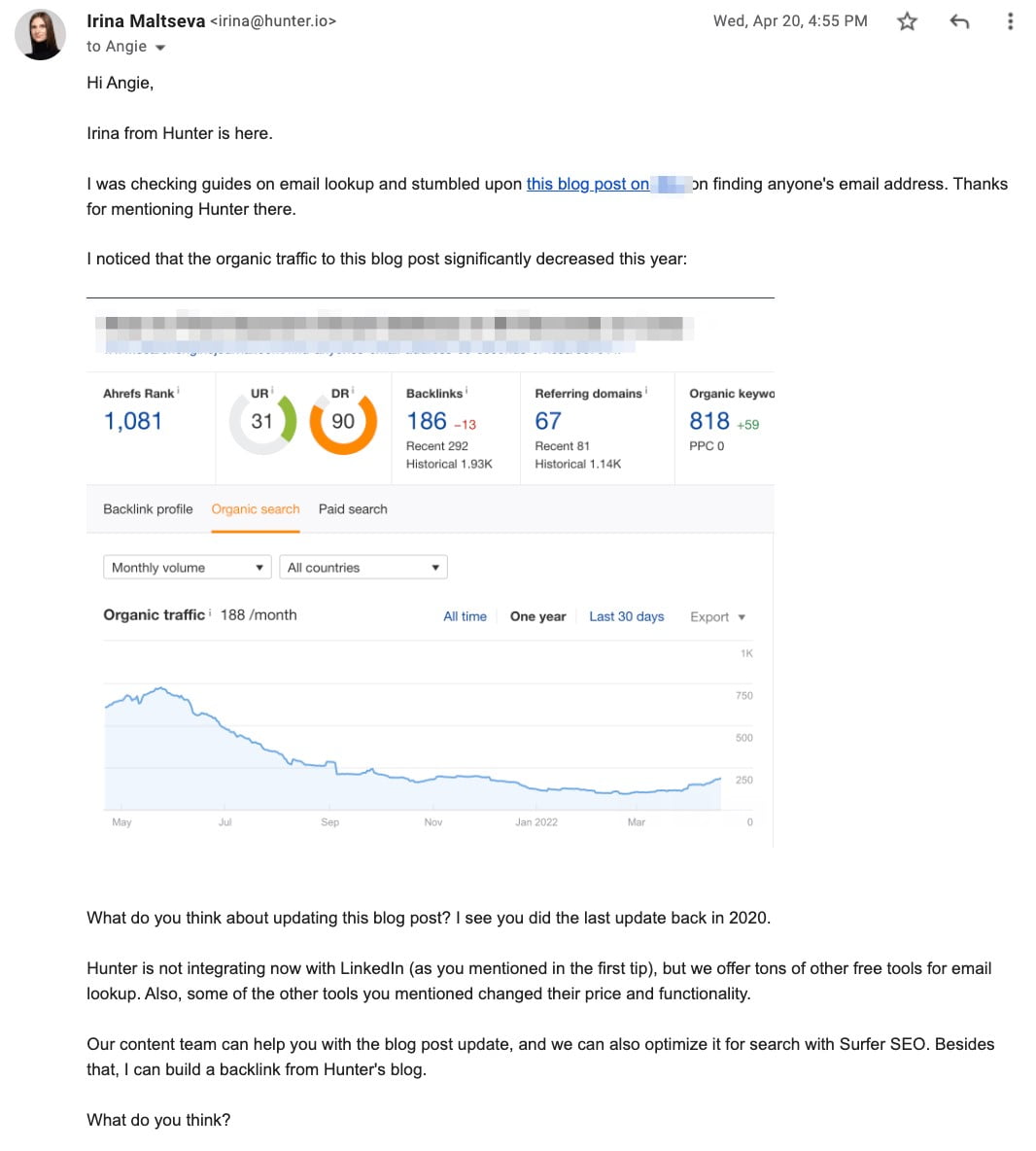 Préparez la copie de l'e-mail
