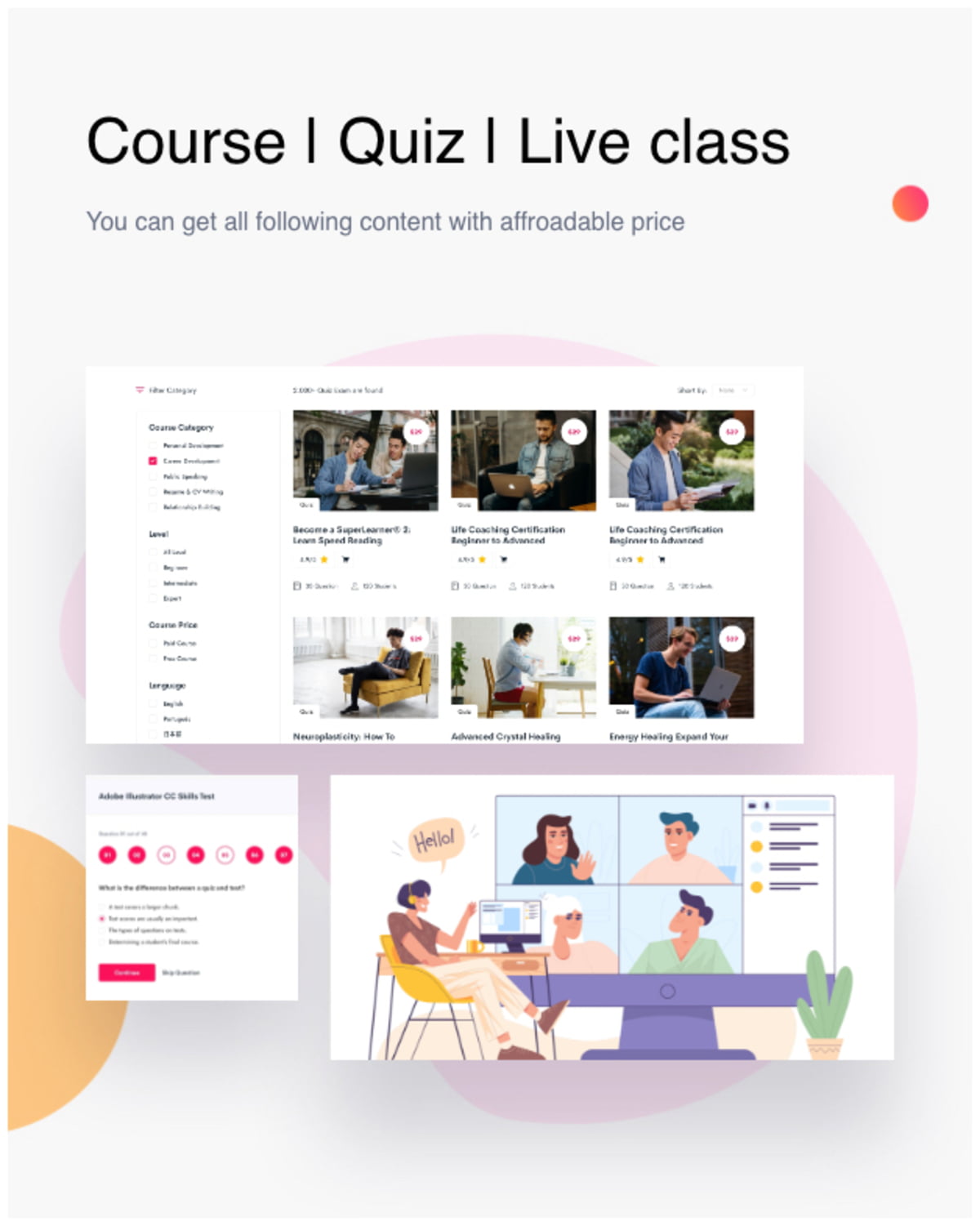 Cours et gestionnaire de Quiz du logiciel plateforme LMS