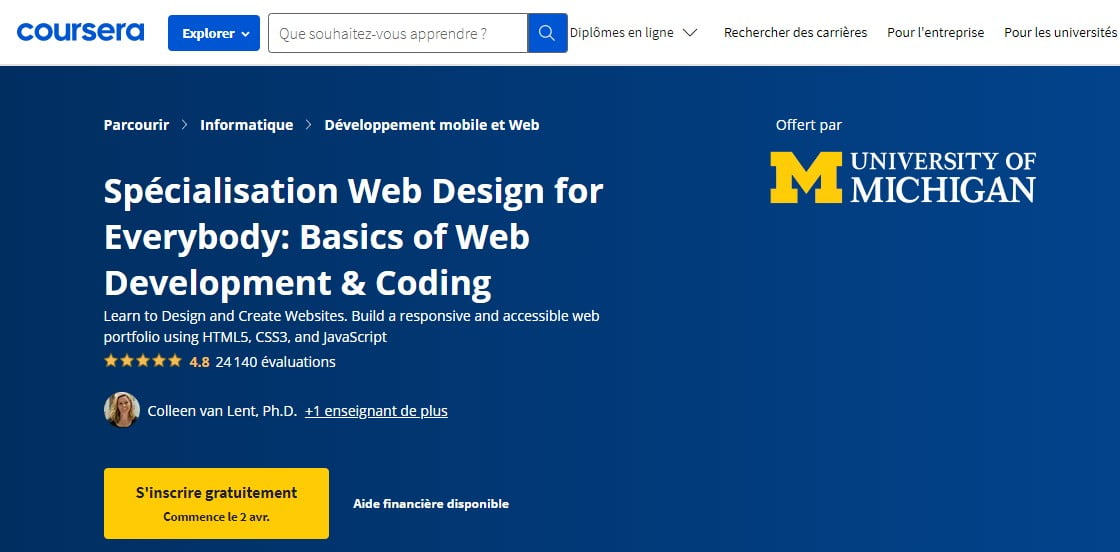 Web Design for Everybody sur Coursera