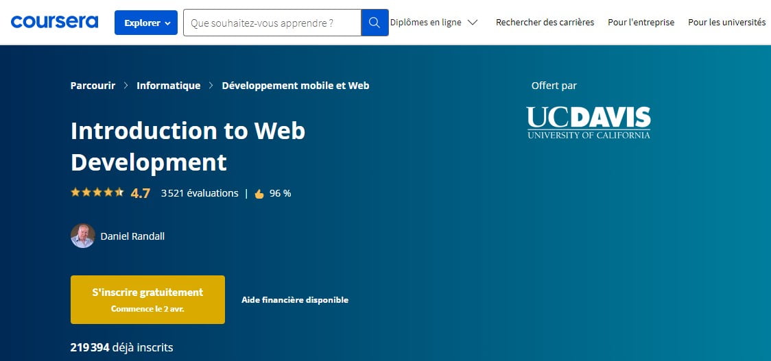 Introduction au développement Web sur Coursera