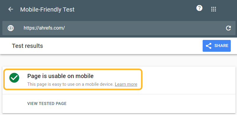 test mobile Ahrefs